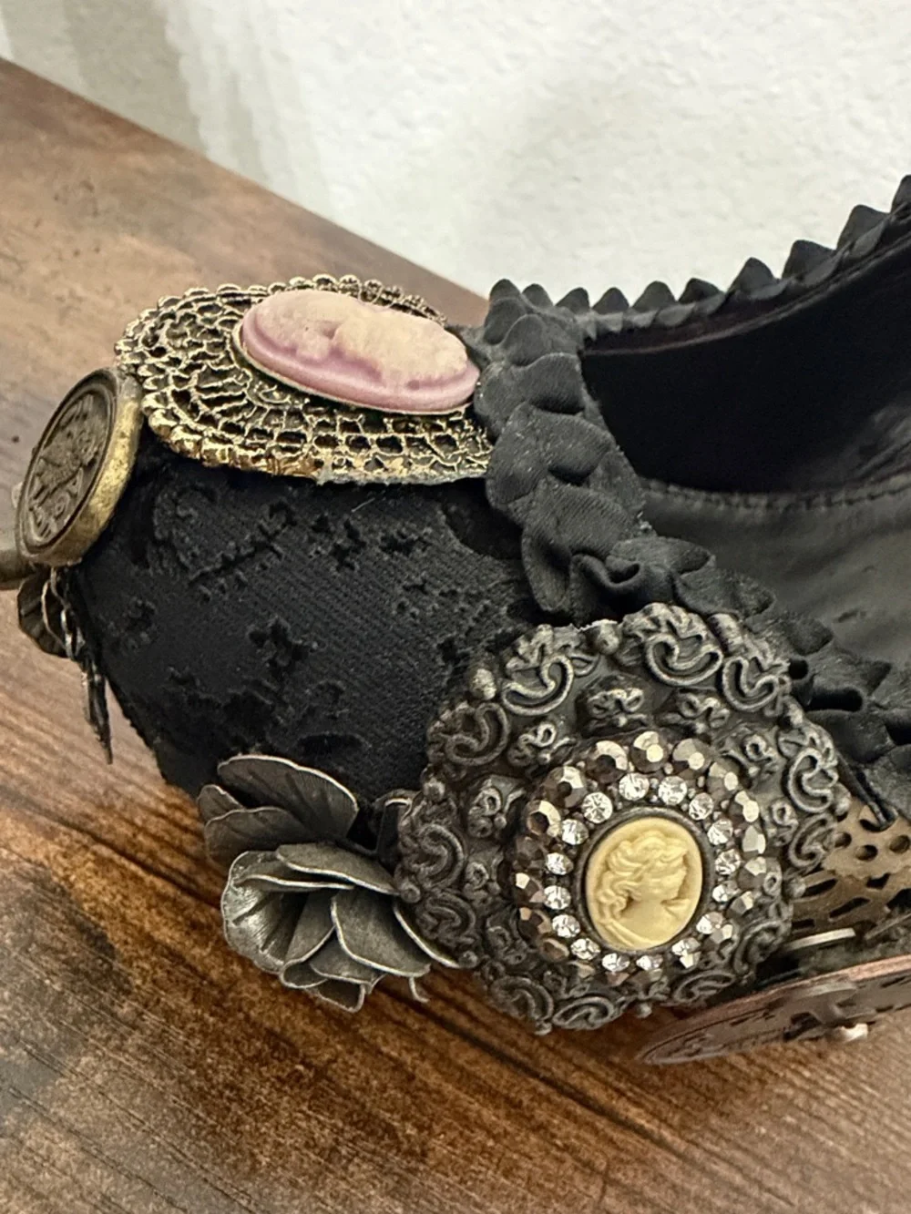 Women’s Black Steampunk Embellished Heels - Picture 3 of 5